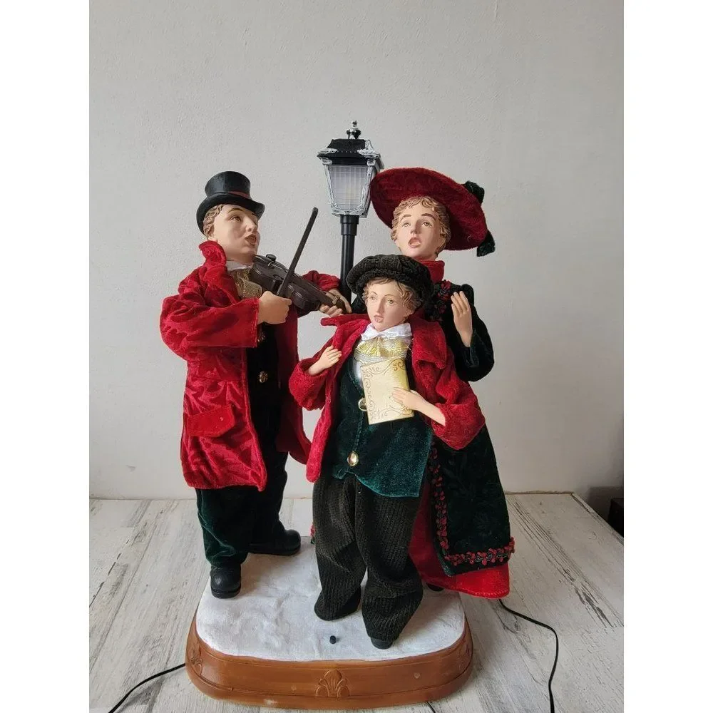 Christmas International AS IS Victorian caroler family animated motion Xmas deco